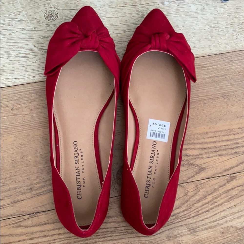 Christian Siriano red pointy shoes